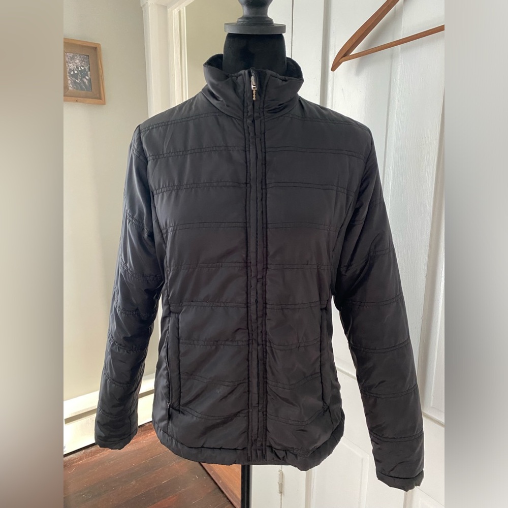 Black LL bean zip up winter coat misses small